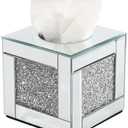 Silver Glass Tissue Box Holder - 5.5 in Tissue Box Holder Facial Tissue Box Holder Holder for Office Home Bathroom Living Room Table Desk