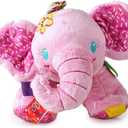 Baby Tags Plush Toy Lovey Soft Monkey Stuffed Aninaml Pacify Doll Soothing Sensory Taggy Toy Great Gift for Newborn/Infant/Toddler 9-Inches (Elephant)