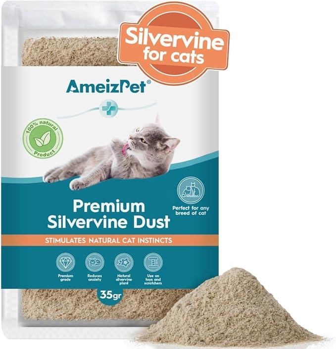 AmeizPet Silvervine Dust for Cats, Catnip Alternative for Training & Play, Cat & Kitten Behaviour Dust 35g (0.08 Oz) and AmeizPet Catnip Spray for Cats, Cat Scratching Sprays, Transparent Cat & Kitten Behaviour Spray 50 ml (1.69 Oz) 2 Pack AmeizPet Silvervine Dust for Cats, Catnip Alternative for Training & Play, Cat & Kitten Behaviour Dust 35g (0.08 Oz) and AmeizPet Catnip Spray for Cats, Cat Scratching Sprays, Transparent Cat & Kitten Behaviour Spray 50 ml (1.69 Oz) 2 Pack