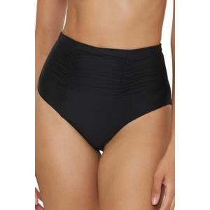 BECCA Color Code High Waisted Bikini Bottom, Shirred Seam, Cheeky Coverage, Swimwear Separates for Women (X-Small, Black (A))