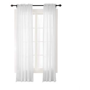 Drapifytex Solid Voile Curtain Rod Pocket Drapery Living Room Curtain 84 inches Width 84 inches Long White Curtain (1 Panel)
