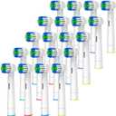 Replacement Toothbrush Heads Compatible with Oral-B Braun, 20 Pcs Professional Electric Toothbrush Brush Heads for Oral B Replacement Head Refill Pro 500/1000/1500/3000/3757/5000/7000/7500/8000 (White - Adult)