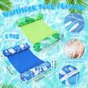 Lunmon 2 Pack Pool Floats Foam Hammock for Adults Large Swim Noodles Bag Non Inflatable Floating Bag Lounge Chairs PVC Bean Quick-Drying Mesh Summer Beach Party(Blue and Green,Leaf)