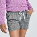 Real Essentials 4 Pack: Girls Athletic Performance Dry-Fit Running Shorts with Drawstring & Pockets (L)