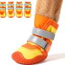 IECOii Dog Boots for Hot Pavement, Breathable Dog Shoes Large Size Dogs, Size:7, Yellow
