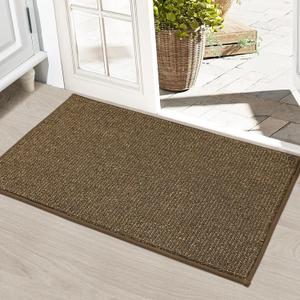BEQHAUSE Dirt Trapper Door Mat 20" x 32", Non-Slip Washable Doormats Entrance Mat, Dirt Resistant and Absorbent Welcome Mat, Low Profile Floor Mats for Front Back Door and Entryway, Brown