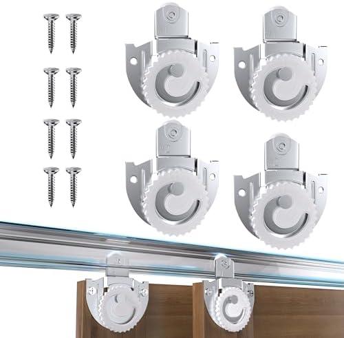 LITGURU 4 Piece Sliding Wardrobe Door Hardware Set, Sliding Closet Door Roller Kit to Allow Wardrobe Cabinet Doors to Slide Smoothly and Quietly with Screws (#1, 2)