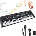 61 keys keyboard piano, Electronic Digital Piano with Built-In Speaker Microphone, Portable Keyboard Gift Teaching for Beginners, electric piano for kids (Black)