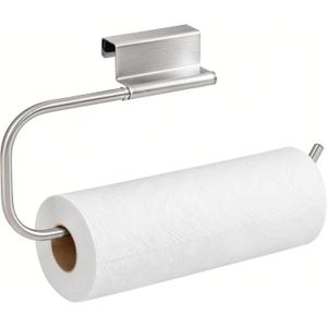 Over Cabinet Door Paper Towel Holder for Kitchen Cabinet Brushed Stainless Steel, Under Sink No Drilling Roll Dispenser for RV
