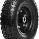 13 Inch 1 PC Rubber Pneumatic Replacement Tires and Wheels 4.00-6 with 5/8'' Bearing and 3.15'' Offset Hub, Anti-slip Inflated Air Wheel for Garden Wagon/Hand Truck/Trolley/Garden Scooter etc.