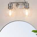 WILON 2-Light Bathroom Vanity Light, Brushed Nickel Vanity Lights for Bathroom, Modern Light Fixtures Over Mirror, Silver Sconces Wall Lamp for Living Room Bedroom Kitchen