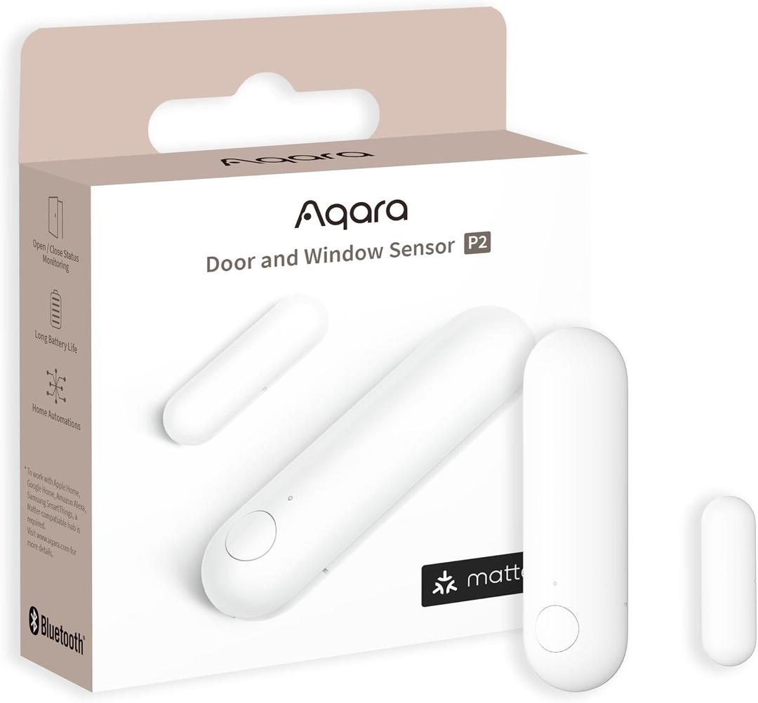 Aqara Door and Window Sensor P2, Matter Over Thread, Requires Thread Border Router, Contact Sensor with Remote Alarm and Local Automation, Supports Apple Home, Google Home, Alexa