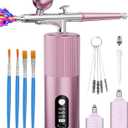 Airbrush Kit with Compressor - Airbrush for Nails,48PSI Screen Display Air Brush,Rechargeable Wireless Airbrush Gun Machine for Nail Art, Makeup, Painting, Cake Decor (Pink)