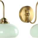 KCO Lighting Vintage Green Wall Sconces Light Set of Two Gold Globe Wall Sconce Mid Century Modern Bathroom Vanity Light Fixture Brass Indoor Wall Sconce Light Fixture (2 Pack)