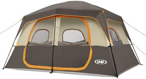 UNP 4 Person Tent, Portable Cabin Tent, Camping Tent 4-Person Easy Set Up, Waterproof with Top Rainfly for Outdoor Camping/Hiking, White Blush