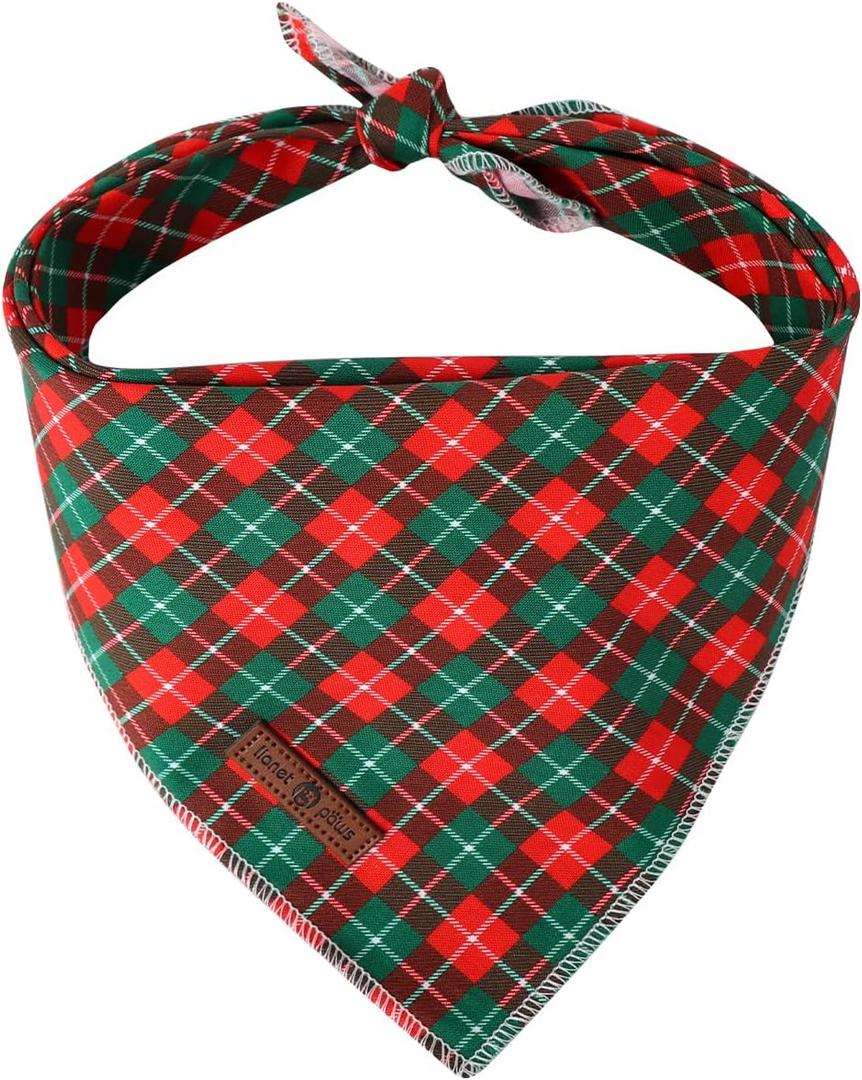 Lionet Paws Cotton Christmas Dog Bandanas,Red Green Grid Comfortable Dog Bandana Bibs Scarf Dogs Kerchief,Autumn Scarves for Small Medium Dogs Pets (Small (Pack of 1))