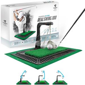 WINNER SPIRIT Real Swing 300 Golf Swing & Hitting Trainer, True Impact, Checking Path After Swing Practice Mat Groover Training Aid, Height Adjustable, 6 feet by 4 feet
