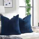 COCOPLOCUE Pillow Covers 26x26 Set of 2 Thicken Cotton Euro Shams with Hidden Zipper Decorative Quilted Throw Pillow Cover Lagre Cushion Cover for Sofa Couch Bedroom,Navy Blue