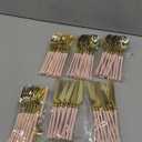 Lullaby 90PCS Gold Plastic Silverware, Gold Disposable Cutlery with Pink Handle Include 30 Forks, 30 Spoons, 30 Knives, Elegant Disposable Silverware for Wedding, Party and Mother's Day