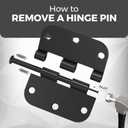 30 Pack Rounded Black Door Hinges Matte 3.5 Inch 5/8" Radius Interior 3 1/2 Inch Flat Iron Bifold Residential Standard Bedroom Interior Exterior and Closets Doors 3 "x 3 " Heavy Duty Hardware