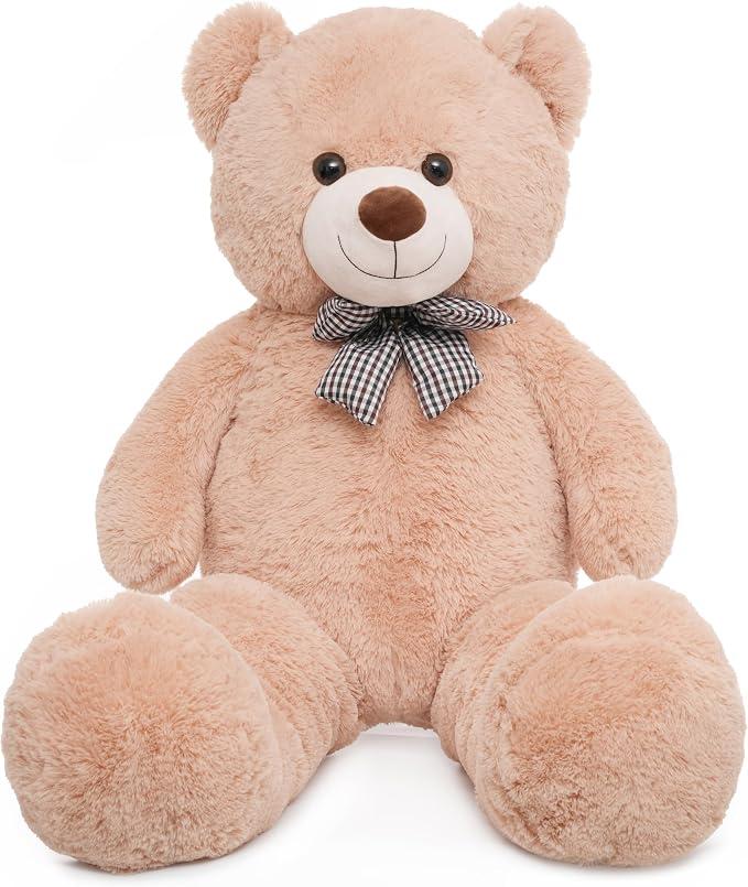 47 inch Big Giant Teddy Bear Stuffed Animals Plush Toys Gift for Kids Girls | Light Brown Soft Cute Huge Hug Plushies Life Size Bear Toy for Children Girlfriend Valentine Christmas Birthday Baby Shower