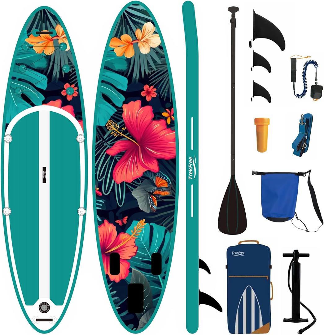 Inflatable Stand Up Paddle Board, 11' Paddle Boards with Stable Fin and Durable SUP, Non-Slip EVA Deck, Ultra-Light Manual Air Pump,Our SUP for Youth & Adults of All Skill Levels
