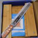 Bamboo Bread Slicer For Homemade Bread - Built-In Knife Slot, Crumb Catcher & Storage Compartment - Adjustable Extra Wide & High For Sourdough - Long 12 Knife Blade Included