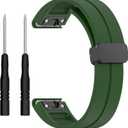 26mm 22mm 20mm QuickFit Watch Band Compatible with Garmin Fenix 8 7 6 5 3 hr 6s 5s 6x 5x Forerunner 935 945 965 Magnetic Silicone Watch Band for Garmin Instinct Approach MARQ Descent Quatix Epix Pro (Army Green)
