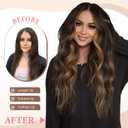 Fliace Clip in Hair Extensions for Women Black with Caramel Highlights Long Wavy Hair Extensions Clip Ins 6PCS 20 Inch Synthetic Soft and Natural Thick Hair Pieces for Women