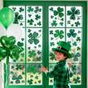 3 x Unique Shamrock Design - St. Patrick's Day Window Clings, 8 Sheets Window Decals Decorations for Home, Office, Classroom, Indoor Spring Stickers Decor