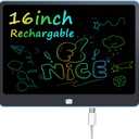 Rechargeable LCD Writing Tablet for Kids, 16 Inch Colorful Drawing Tablet, Educational Toddler Drawing Pad, Reusable Learning Toys for Kids (Ages 3-12), Ideal Gift for Christmas Birthday (Blue)