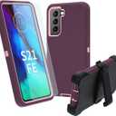 NUFR Enhanced Case for Samsung Galaxy S21 FE 5G, Military Grade Protective, Shockproof & Dropproof, Dust-Proof, Compatible with Samsung Galaxy S21 FE 5G (WineRed-Pink)