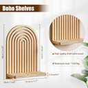 Artilady 2 Pack Boho Wood Wall Hanging Shelf - Handmade Rainbow Arch Floating Shelves Trinket Storage Rack Modern Wall Decor for Bedroom Living Room Nursery Bathroom