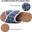 Women Slippers with Cork Insole Arch Support Adjustable Indoor Slides Rubber Sole (10, Blue)