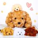 Snug a Babies Puppy Stuffed Animals Toys for Ages 0 1 2 3 4 5 6 7 8+ Years Old Kids - Mommy Dog with 4 Baby Puppies in Her Tummy, Idea Xmas Birthday Gifts for Baby, Toddler, Girls, Boys