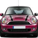 Black-White Hood Bonnet Stripes Trunk Rear Engine Cover Vinyl Decal Stickers for Mini Cooper 3-Door Hatchback R56 2007-2013