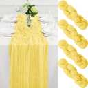 4Pack Light Yellow Cheesecloth Table Runner 10FT Gauze Cheese Cloth Table Runner 35x120Inch Long Boho Spring Easter Table Runners Rustic Sheer Table Runners for Wedding Baby Bridal Shower Decor