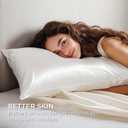 Bedsure Satin Pillowcase with Zipper, Similar to Silk Pillow Cases 2 Pack, White Satin Pillow Cases Queen Size Set of 2, Silky & Soft Pillow Covers for Hair & Skin, Gifts for Women Men, 20x30 Inches