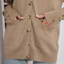 CHUANGDA Women Fall Long Sleeve Cable Knit Sweater Button Open Front Cardigan Loose Outerwear Coat with Pockets (Brown, S)