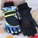 FGSS Winter-Warm Ski-Gloves for Kids - Boys Girls Windproof Snowboard Gloves Anti-Slip Cycling Mittens Cold Weather 4-7 Y (Dark Blue)