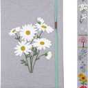 Embroidered Floral Journal Notebook, Softcover, Dotted line, (Light grey, Daisy), 192 Pages, Medium 5.8 inches x 8.6 inches - 80 GSM thick Paper Diary