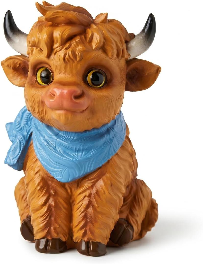 Highland Cow Figurine, Mini Desk Statue Farmhouse Home Decor