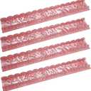Pink Mahjong Racks with Magnetic Pushers, 4 Pack Acrylic American Mahjong Tile Racks with Scalloped Wave Edge Pusher, 20 Inch Glossy Tile Holders for Mahjong Lovers