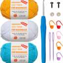 Crochet Yarn for Beginners, Beginner Yarn for Crocheting, 3 Pack1.8 oz Amigurumi Yarns Set with Easy-to-See Stitches and No Split, Thick & Soft, Worsted Medium #4, Cotton-Nylon Blend (Yellow Blue White)