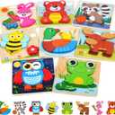 BenBen Wooden Puzzles for Toddlers 1-3, 8 Pack Animal Puzzles for Toddlers 2-4, Montessori Toys for 1 2 3 Year Old Boys Girls, Learning Educational Preschool Toys