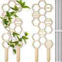 2 Pcs Indoor Plant Trellis for Climbing Plants, 16" Wooden Small Trellis Hexagon Potted Plant Trellis with 10 Pcs Black Cable Ties for Vine Flower Stem Support Accessories(Honeycomb)
