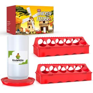 Chick Feeder and Waterer Kit, Chick Feeder Trough and 0.3 Gallon Chick Waterer, No Waste Baby Chick Starter Kit for Chicks, Ducks, and Quail Chick Feeder and Waterer Kit, Chick Feeder Trough and 0.3 Gallon Chick Waterer, No Waste Baby Chick Starter Kit for Chicks, Ducks, and Quail