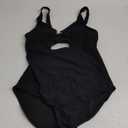Charmo Ribbed One Piece Swimsuits for Women Cutout Scoop Neck Bathing Suit High Cut Padded Monokini (Medium, #1a Black)
