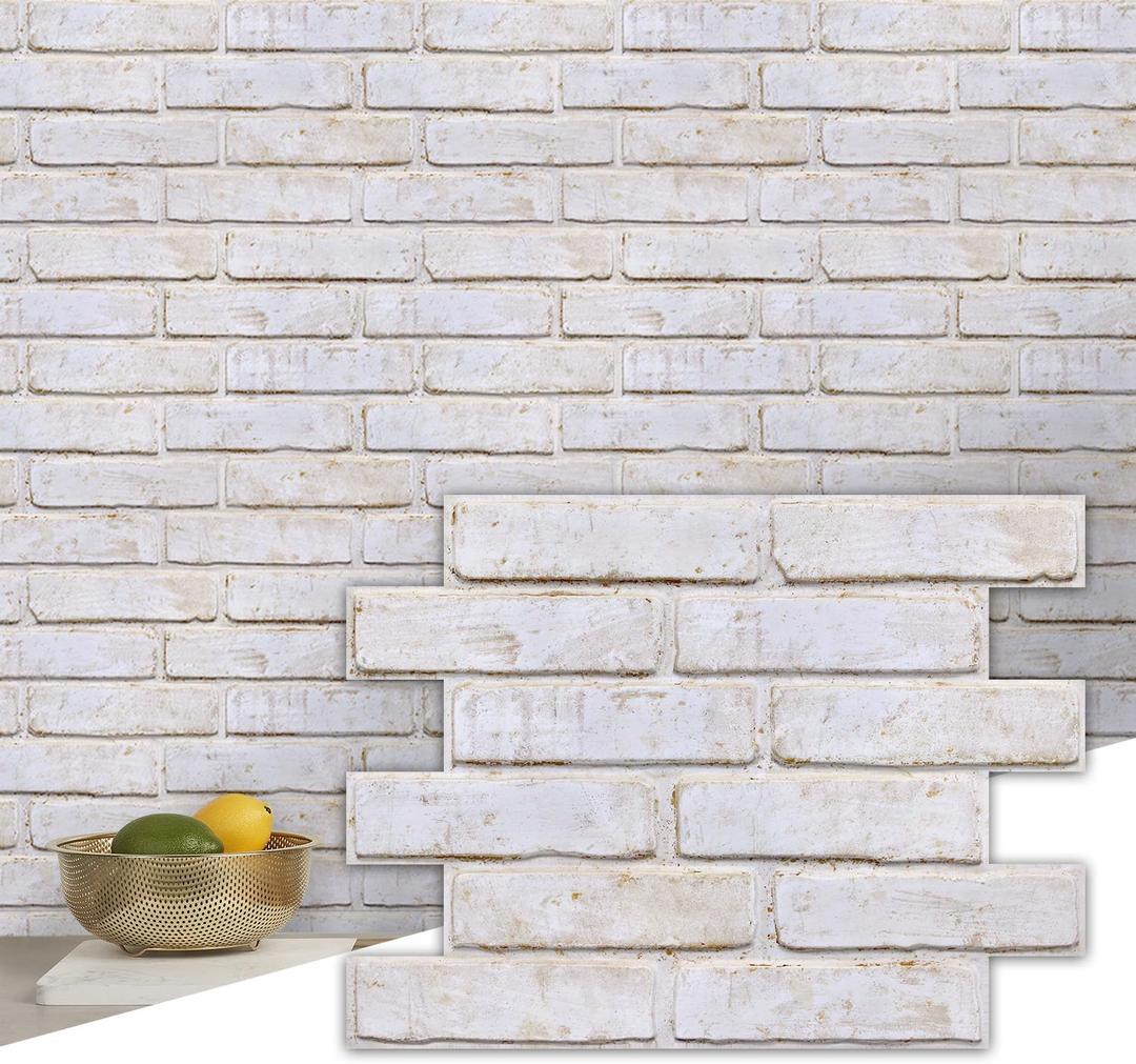 Commomy 3D Peel and Stick Brick,Ultralight Thin PVC Faux Brick Wall Panels,10 Pcs 15.74"x11.8" Fake Brick Tiles for Quick Intall Interior Kitchen,Bedroom,Living Room,RV,Not Real Brick,Not Heavy Tiles