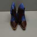 Cozivwaiy Cowgirl Boots for Women Denim Cowboy Boots Pull on Knee High Jean Boots Western Brown Boot Mid Calf Jean Blue Boot Pointed Toe Chunky Heel Size 8